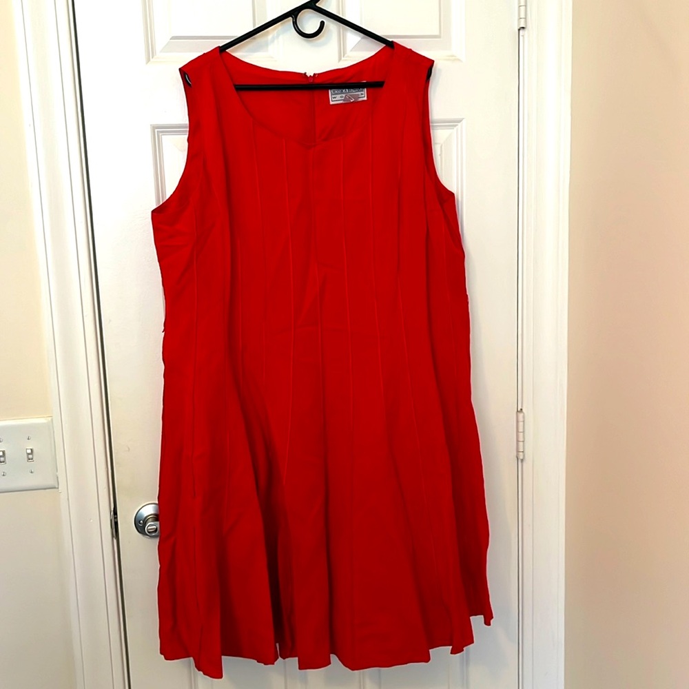 Jessica Howard Women’s Sleeveless Red Dress, Plus, 55% Linen